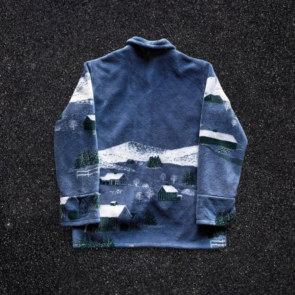 Vintage‎ St. John's Bay blue cottage button up fleece, cottage core, retro - Picture 3 of 8